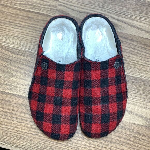 Birkenstock Zermatt Red Plaid Felt/Wool Slipper 38 US Women's Size 7 - Picture 6 of 10